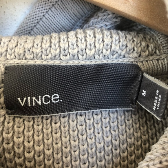 Vince Men’s Textured Cotton Grey Pullover Hoodie - Picture 6 of 8